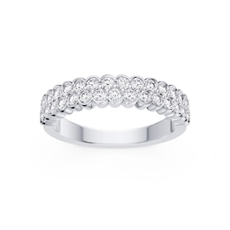 Platinum 0.75ct Diamond Scalloped Two Row Eternity Ring