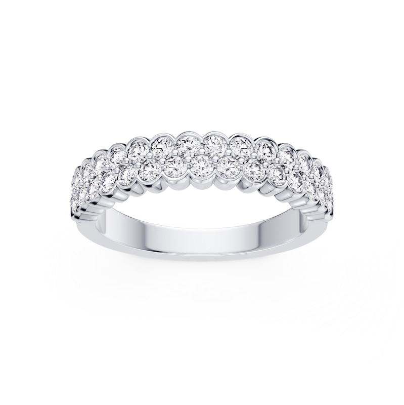 Main Image 1 of Platinum 0.75ct Diamond Scalloped Two Row Eternity Ring