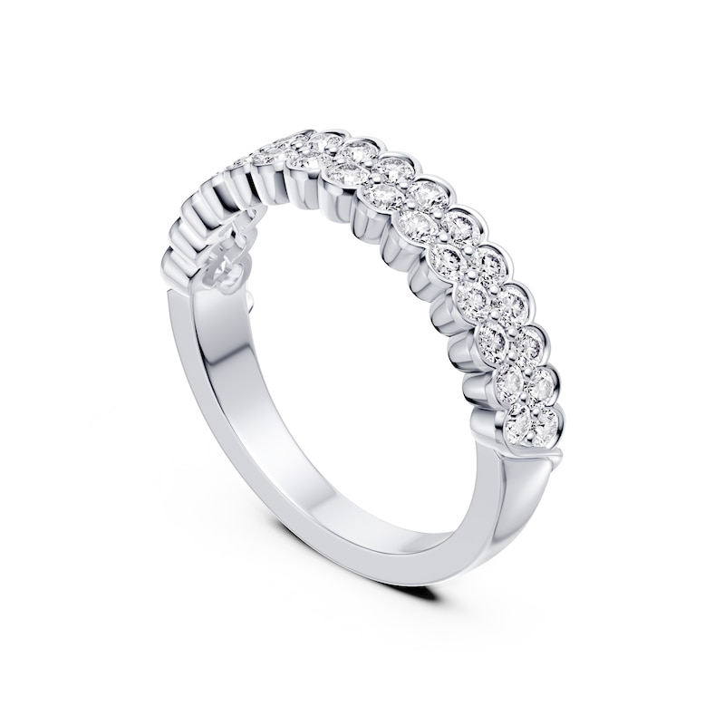 Main Image 2 of Platinum 0.75ct Diamond Scalloped Two Row Eternity Ring