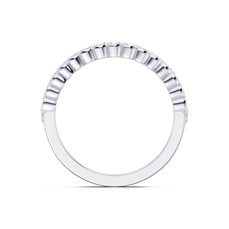 Main Image 3 of Platinum 0.75ct Diamond Scalloped Two Row Eternity Ring