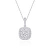 Thumbnail Image 1 of Platinum White 0.50ct Diamond Cushion Shaped Cluster Pendant Necklace