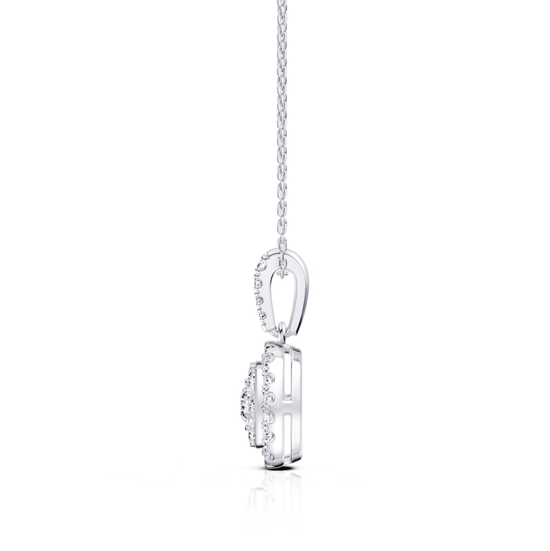 Main Image 2 of Platinum White 0.50ct Diamond Cushion Shaped Cluster Pendant Necklace