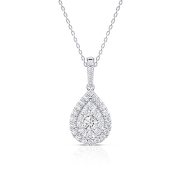 Platinum 0.50ct Diamond Pear Shaped Cluster Pendant