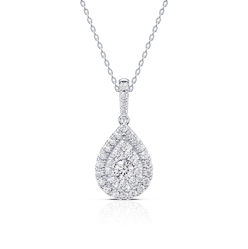 Main Image 1 of Platinum 0.50ct Diamond Pear Shaped Cluster Pendant