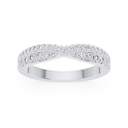 Platinum 0.33ct Diamond Wishbone Wedding Band