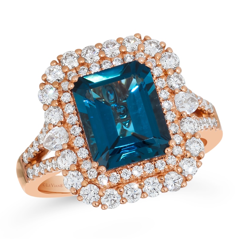 Main Image 1 of Le Vian 18ct Rose Gold Deep Sea Blue Topaz & Diamond Ring