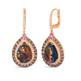 Le Vian 18ct Rose Gold Aquadite Bubble Gum Pink Sapphire & Diamond Pear Drop Earrings