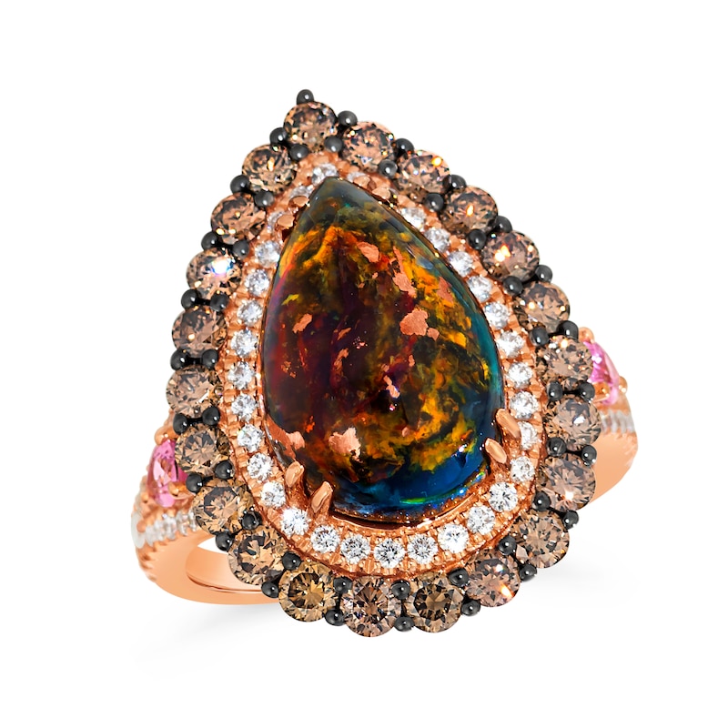 Main Image 1 of Le Vian 18ct Rose Gold Aquadite Bubble Gum Pink Sapphire & Diamond Pear Shaped Ring