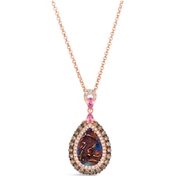 Le Vian 18ct Rose Gold Aquadite Bubble Gum Pink Sapphire & Diamond Pear Shaped Pendant