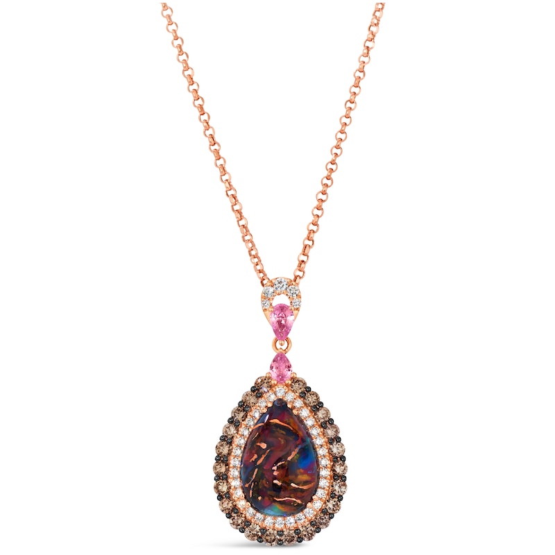 Main Image 1 of Le Vian 18ct Rose Gold Aquadite Bubble Gum Pink Sapphire & Diamond Pear Shaped Pendant